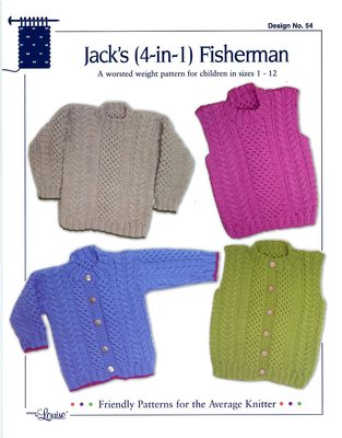 Jack's 4-In-1 Fisherman Design by Louise Knitting Pattern #54 Children 1-12
