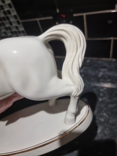 Vintage Portugal, Horse figurine, By Mideramica Porcelain White Stallion Horse - Picture 19 of 24