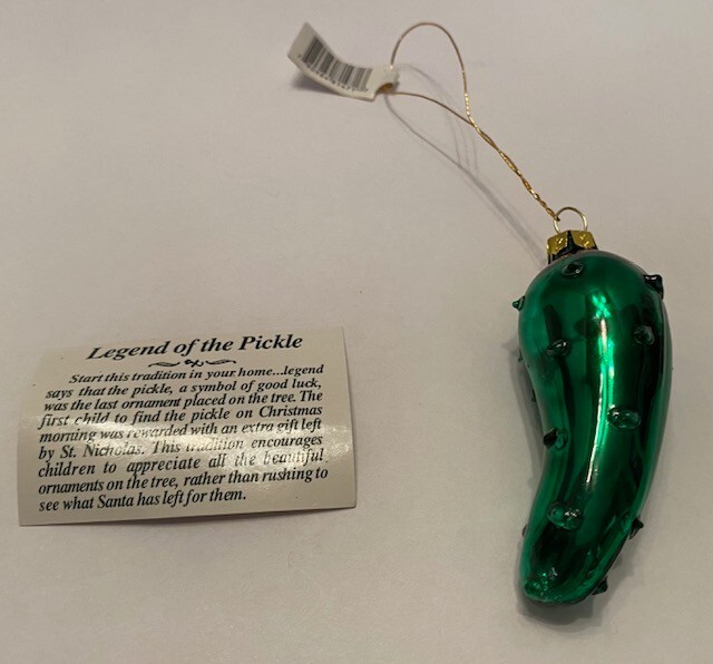 Legend of the Pickle Glass Small 2.5 Inch Lucky Green Pickle Christmas Ornament