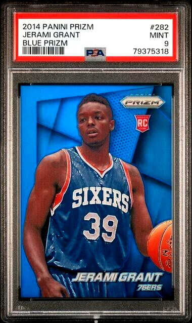 2014 Jerami Grant Prizm RC Rookie /99 True Blue PSA 9 Blazers 76ers