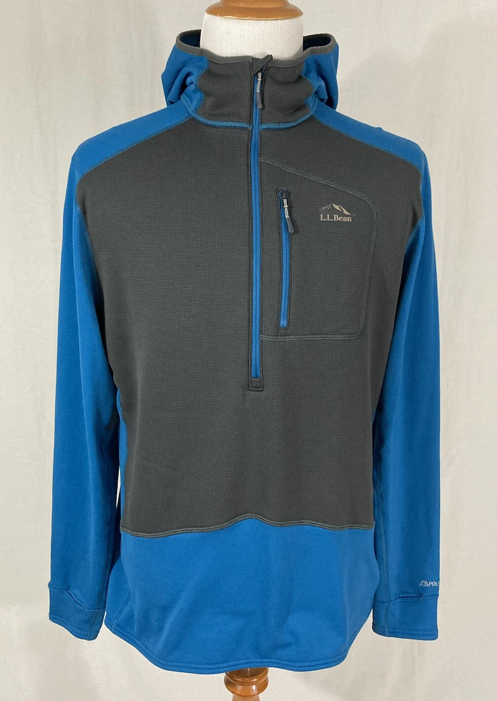 L.L. Bean - Blue & Gray 1/2-Zip Polartec Men's Break Trail Fleece Jacket - Large