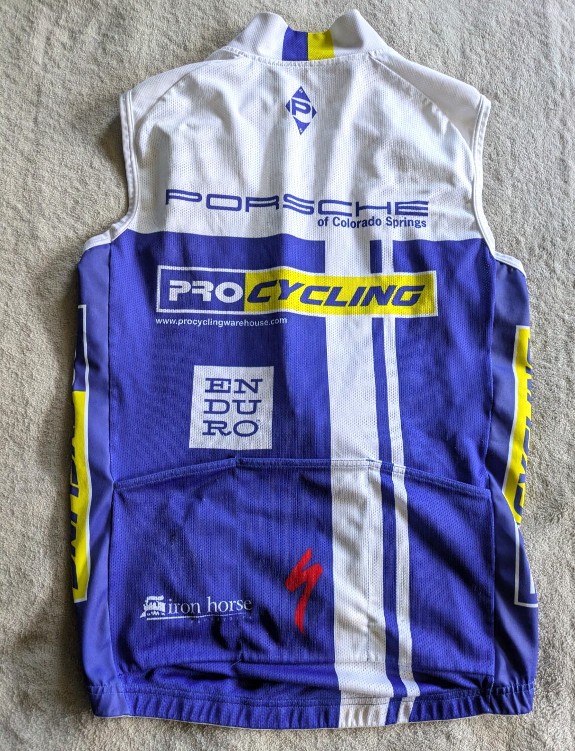 PANACHE Windbreaker Cycling Vest Mens S Blue White Bicycle