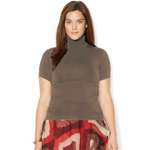 Women Turtle Polo Neck Top Ladies Short Sleeve High Neck T-Shirt Plus Size 8-26 - Picture 7 of 22