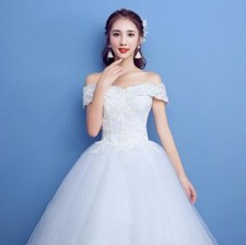 Off Shoulder Elegant Princess Wedding Dresses Bridal Ball Gowns Frock