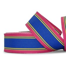 10yds Bold Pink Blue Yellow Striped Grosgrain WIRED Ribbon 1.5"W