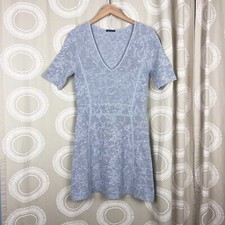 Theory light gray melange A-line dress sample style Noralee stretch short sleeve