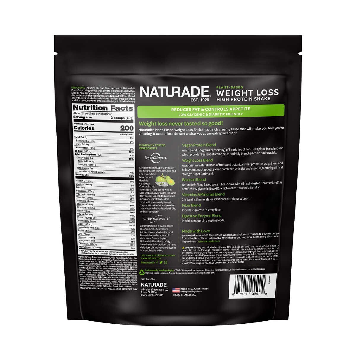 Naturade PlantBased Weight Loss High Protein Shake 41.5 oz Vanilla