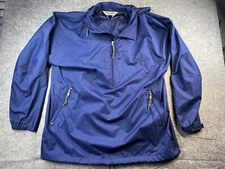Eastern Mountain Sports Mens Windbreaker Rain 1/4 Jacket Size XL Pullover Hood