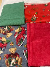 Lot of 4 cotton print Christmas fabrics see listing for sizes 
