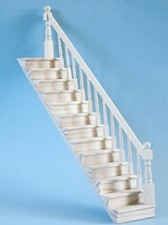 White Painted Right Bannister Wooden Stair Case Tumdee 1:12 Scale Dolls House