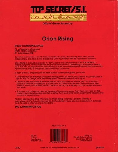 TS3 ORION RISING EXC+! TOP SECRET / S.I. Espionage Module Adventure TSR Game TS - Picture 2 of 2