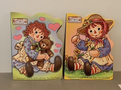 Lot of 2- Die Cut Raggedy Ann Coloring Book Activities Paradise Press NOS 2003