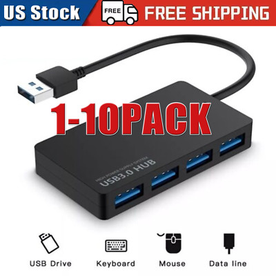 USB 3.0 Hub 4-port adapter Charger Data Ultra fast PC Mac Laptop Desktop LOT