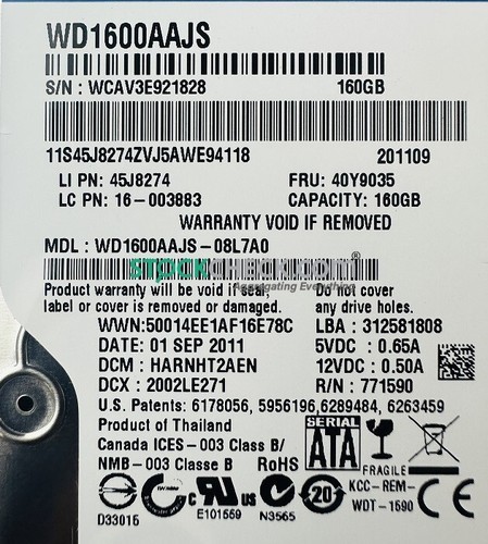 Western Digital WD1600AAJS-08L7A0 Hard Disk Drive - Picture 5 of 6