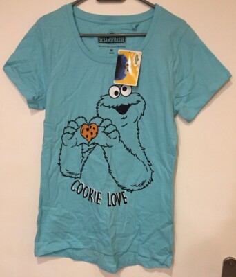 SESAME STREET KRÜMELMONSTER T-SHIRT DAMENSHIRT S 36/38 M 40/42 BLUSE TOP Cookie