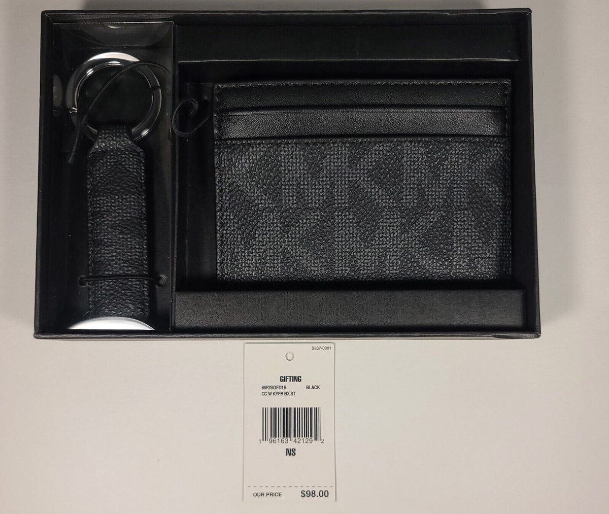 Michael Kors MK Logo Mens Credit Card Case Holder Wallet W/ Key