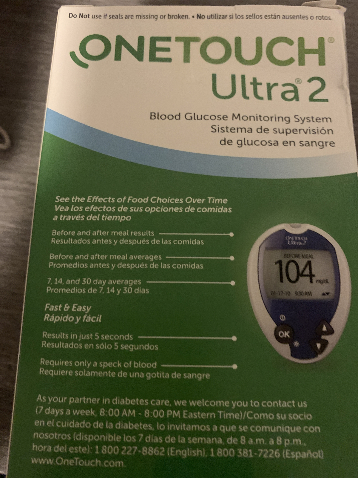 One Touch Ultra 2 Blood Glucose Monitoring System Diabetes Monitor