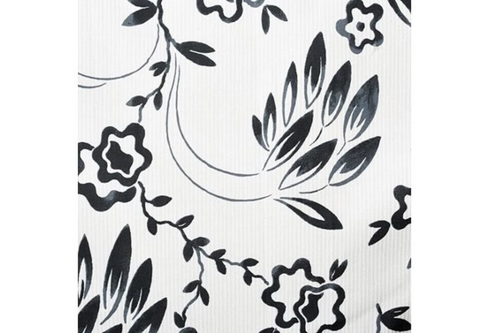 Yves Delorme Blanco y Negro Reina Sábana Plana Floral Estampado Percal Silueta NUEVO Foto 2 de 4