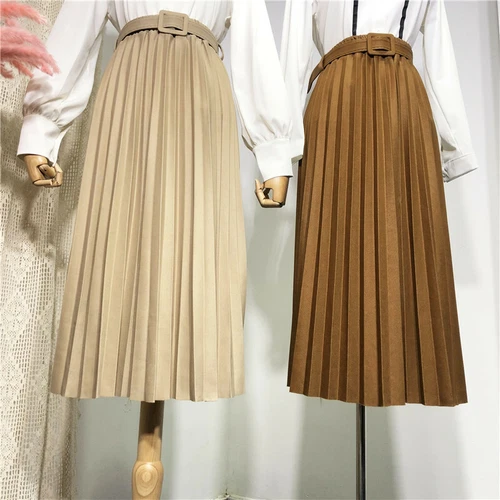 Damenmode Mittellang A-Linie Faltenrock Dame Langes Kleid Elegant Büro - Bild 2 von 29