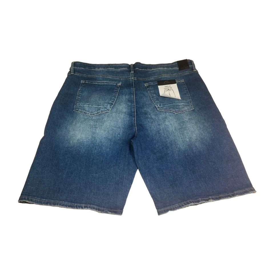 Pantalones Cortos Bermudas Denim Para Hombre Talla 42 Frente Plano Elegante Azul (42) Foto 2 de 4