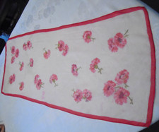 VINTAGE 1960's Pink/Red/White Carnation Design Scarf 17"x40" Rectangle Preowned