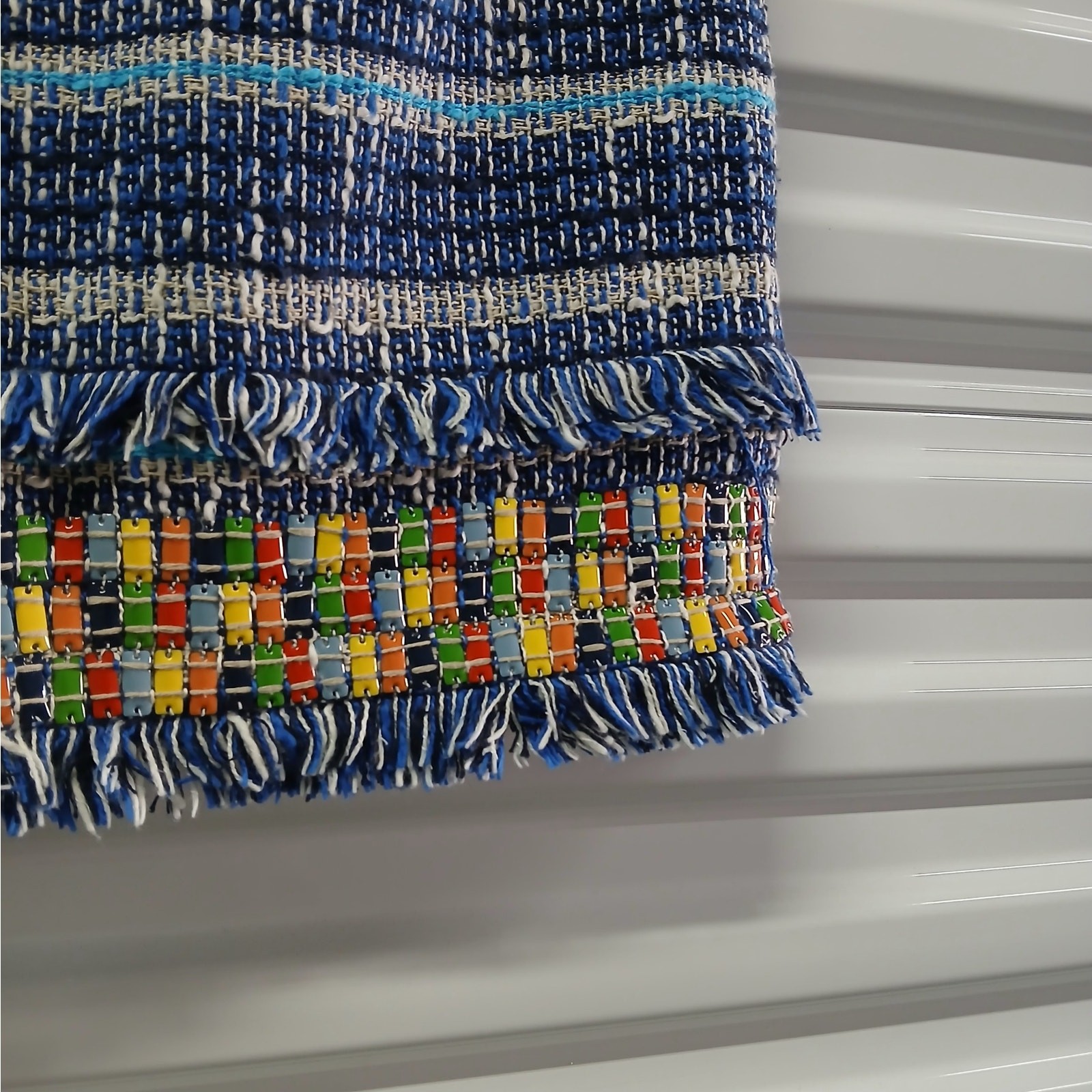 Tory Burch Normandy Blue Nora Skirt Women's 2 Tweed Fringe Artsy Boho Luxury  thumbnail 6