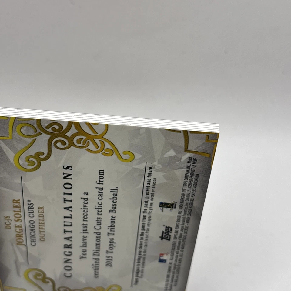 2015 Topps Tribute - Jorge Soler - Parche usado en el juego - Oro/25 Cubs Rookie (RC) Foto 3 de 3