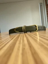 JASGOOD Dark Gray Leather Belt - Gold Detail - Womens Size M/L