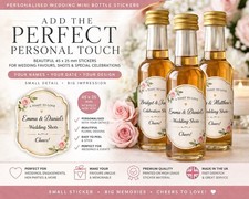 25 PERSONALISED TAKE A SHOT MINI BOTTLE LABELS, WEDDING FAVOURS BIRTHDAY ALCOHOL