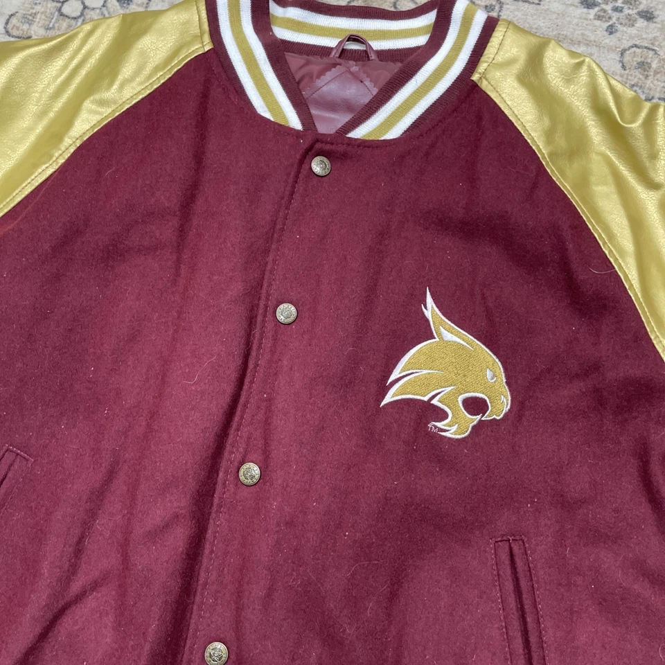 Chaqueta de lana Steve & Barry’s M Varsity Letterman vintage nueva con etiquetas Texas State Bobcats Foto 2 de 4