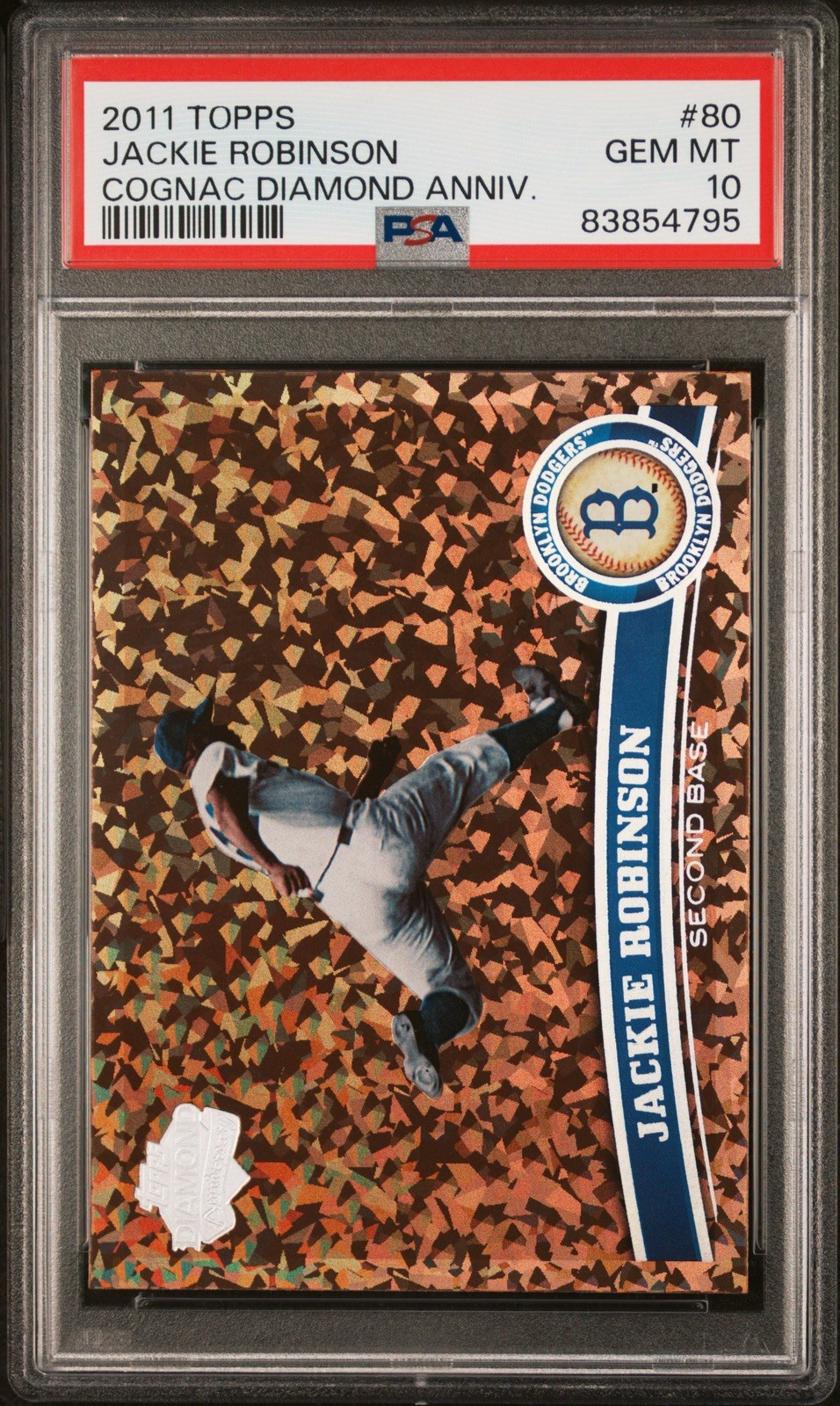 2011 Topps #80 Jackie Robinson Cognac Diamond Anniversary PSA 10 Dodgers
