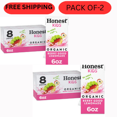 Honest Kids Organic Berry Lemonade Juice Drink 8 Pack 6 fl oz Boxes Pack of 2