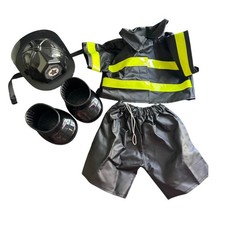 Build A Bear Fireman Outfit Hat Helmet Shoes Pants Top Black Yellow