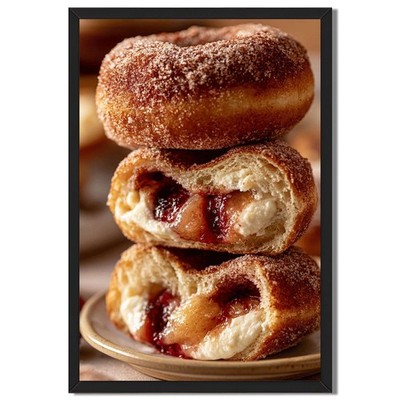 Delicious Jam Donut Framed Canvas Print Trendy Art Print Wall Art Decor Kitchen