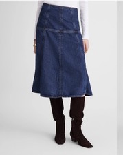 MADEWELL SIZE 32 Denim Drop-Waist Midi Skirt in McKinney Wash Nx936