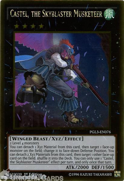 PGL3-EN076 Castel, the Skyblaster Musketeer Gold Rare 1st edition Mint YuGiOh Ca