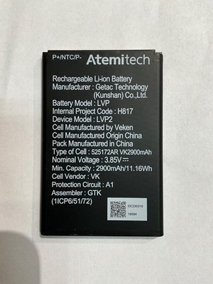 AtemiTech 2900mAh Rechargeable Li-ion Battery