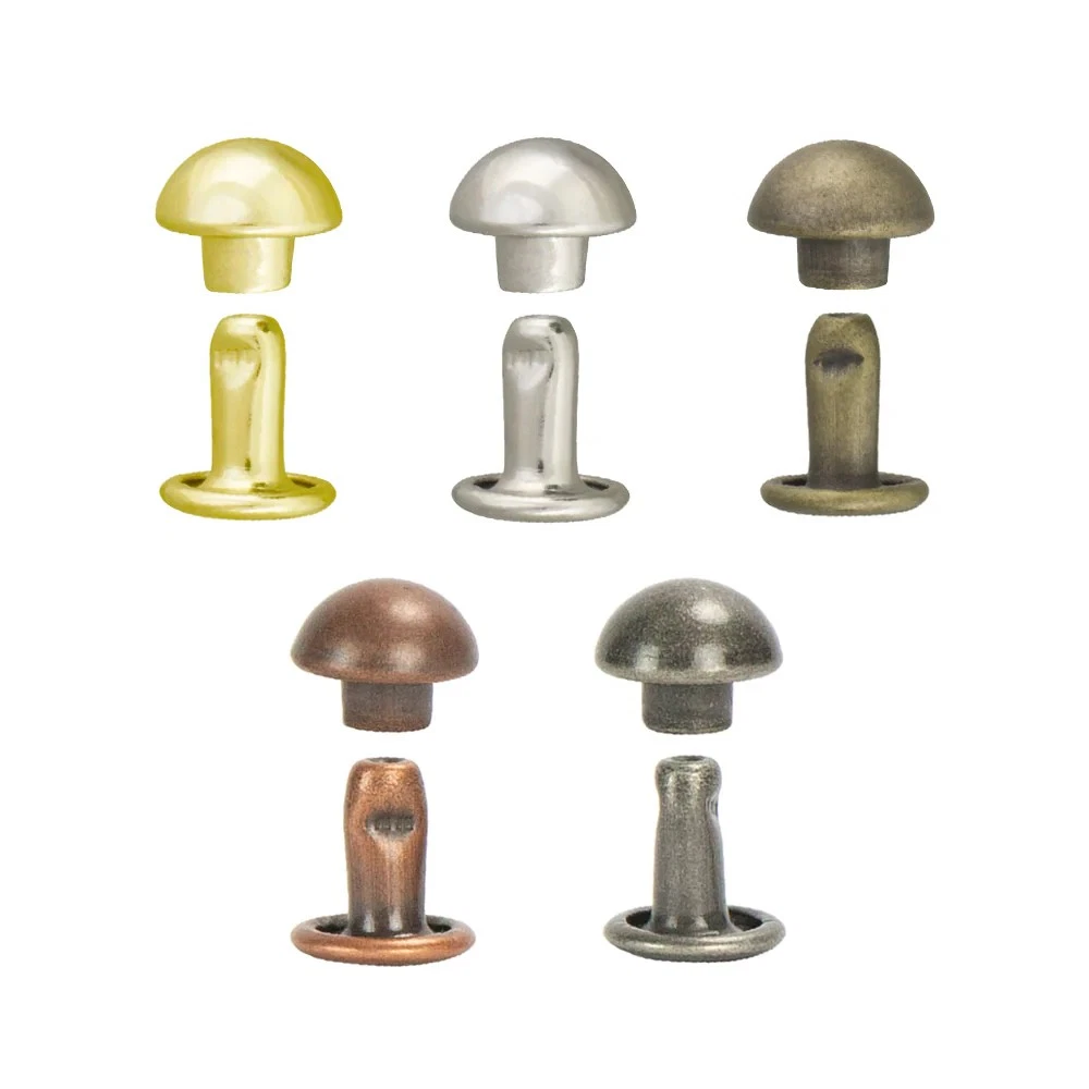 QUARKZMAN 20 Set Chiodi A Testa Piana Borchie 10mm Piedini Borse Lega Borsa Testa Chiodo Fibbia Piatta Bottone Rivetti Set Strumenti Fibbie Ruote Rotondo Per Artigianato Pelle, Tono Oro
