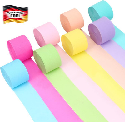 Buntes Krepppapier Set 8 Rollen für Party Dekorationen Geburtstagsfeiern Hochzei