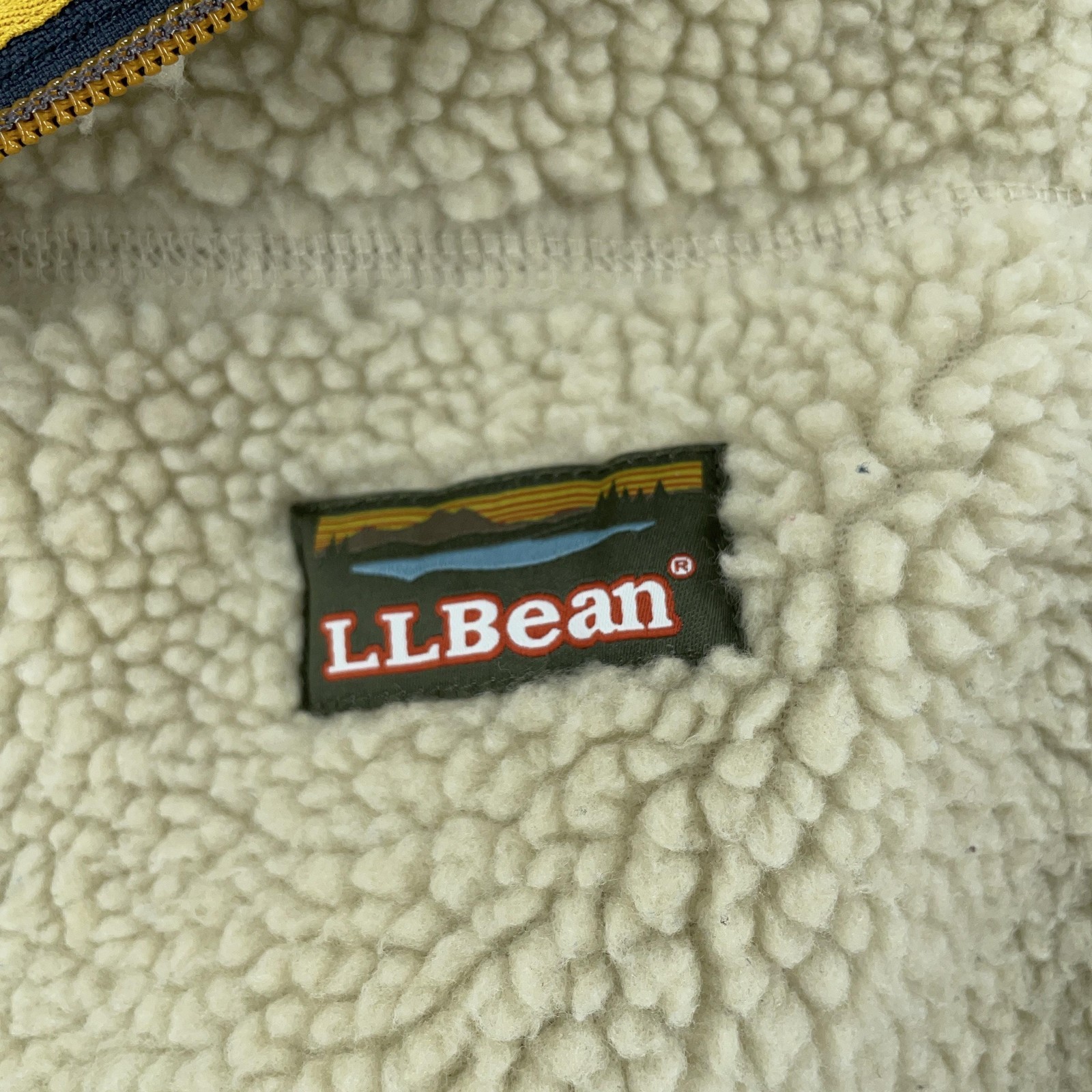 L.L. Bean Sherpa Fleece Vest Men Medium Natural Mountain High Pile Full Zip