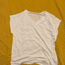 womens white solid cotton jersey v-neck pullover basic short sleeve t-shirt