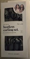 Kitsch Charcoal Gray Satin Heatless Curling Set with Scrunchies