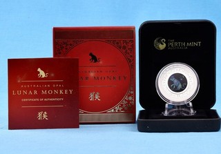 Australien Opals 1 $ 2016 Lunar Year of the Monkey 1 oz. Silber 999 Proof Ovp.