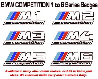 BMW M1 M2 M3 M4 M5 M6 Competition Original Custom Cast Badge Aufkleber Sticker