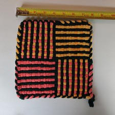 COTTON LOOP POT HOLDER LOOMED HANDMADE 8x8" POTHOLDER NEW MADE IN USA