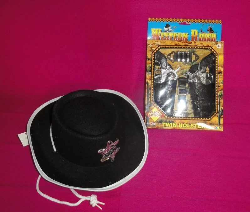 chapeau cow-boy feutre enfant + accessoires sherif - 2 pistolets + ceinture - Photo 1/1
