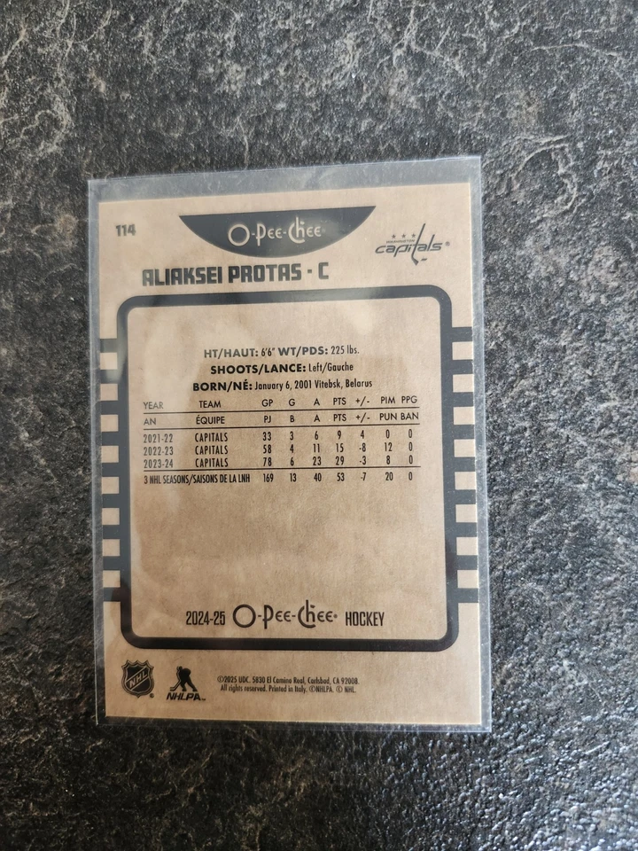 2024-25 O-Pee-Chee Retro Base Aliaksei Protas Card# 114 - Image 2 of 2