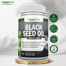 Black Seed Oil 1000 Mg - Cold-Pressed, Non-GMO, 3% Thymoquinone - Immune Health