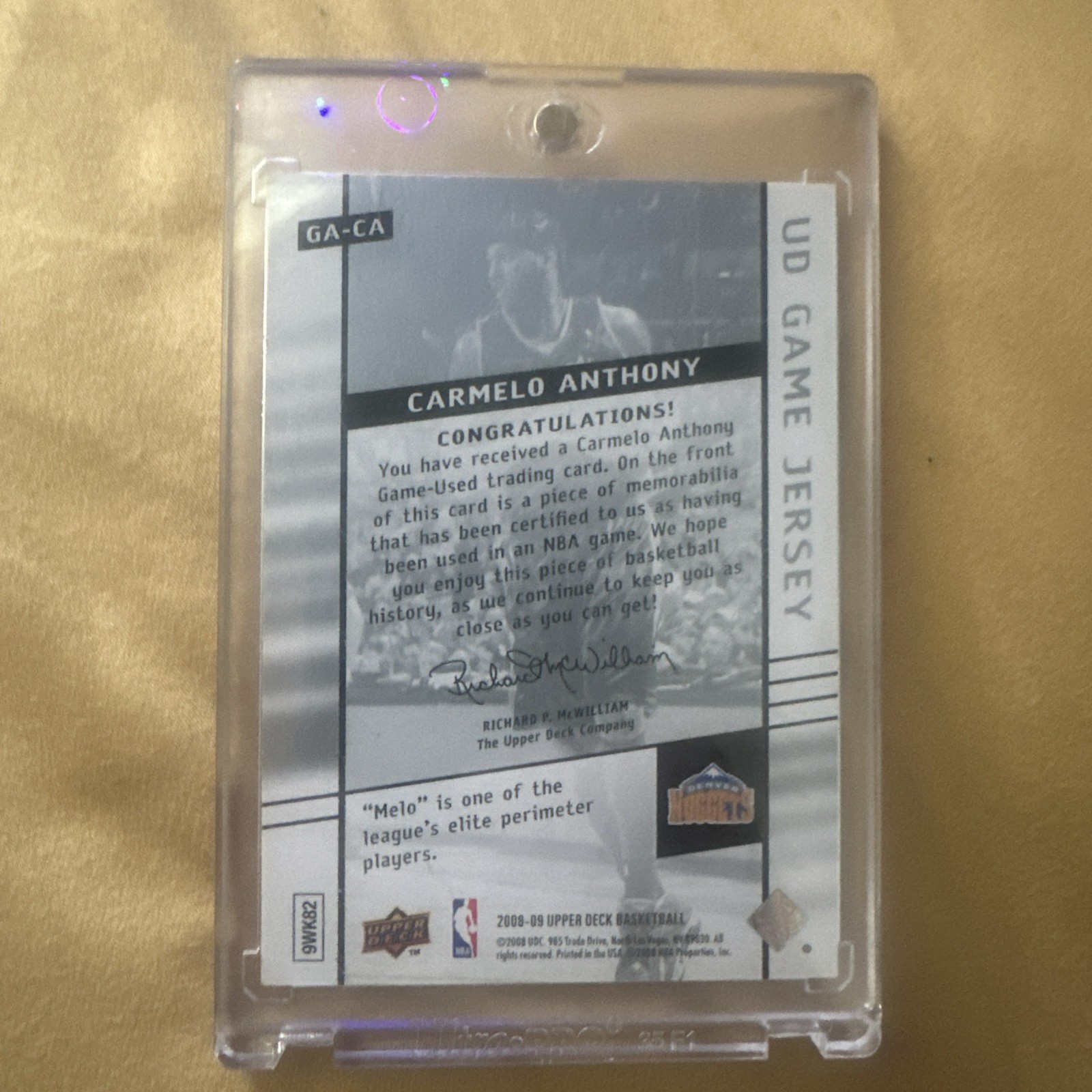 2008-09 Upper Deck #GA-CA Carmelo Anthony UD Game Jerseys view 13