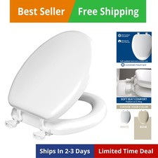 Padded Toilet Seat, Cushioned Soft Vinyl over Wood Core Seat, Secure Hinges, ...
